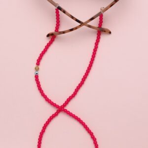 Fuchsia round beads glasses chain