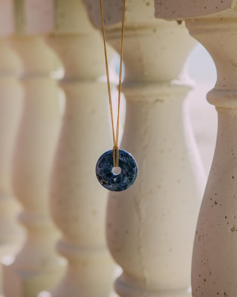 Sodalite pendant on gold-plated chain