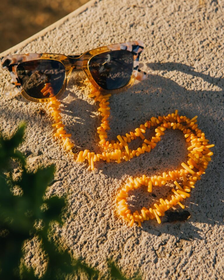 Coral beads glasses chain
