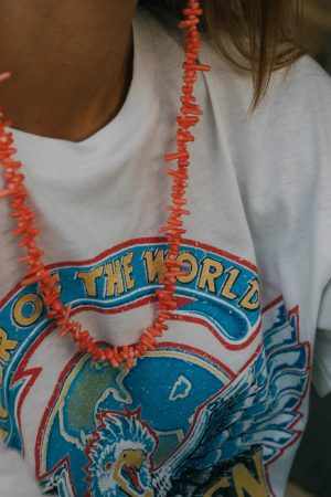 Coral bamboo beads glasses chain