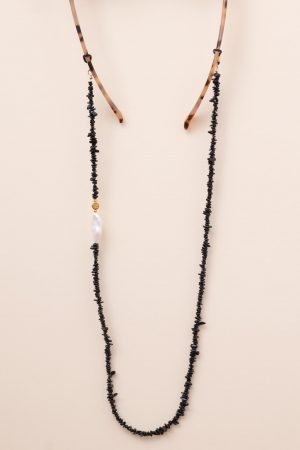 Trendy eyewear cord with black Tourmaline beads