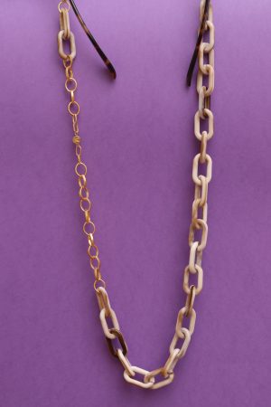 Gold plated glasses chain with large acetate links